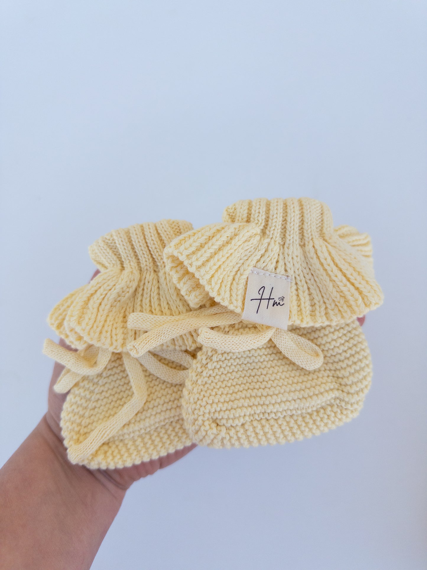 Knit Ruffle Booties - yellow