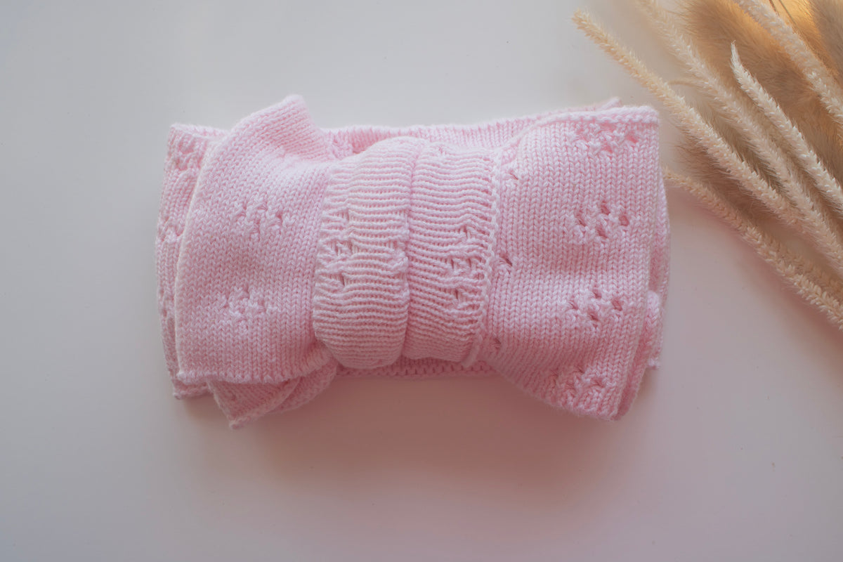 Knitted Head bow | POINTELLE OFF PINK
