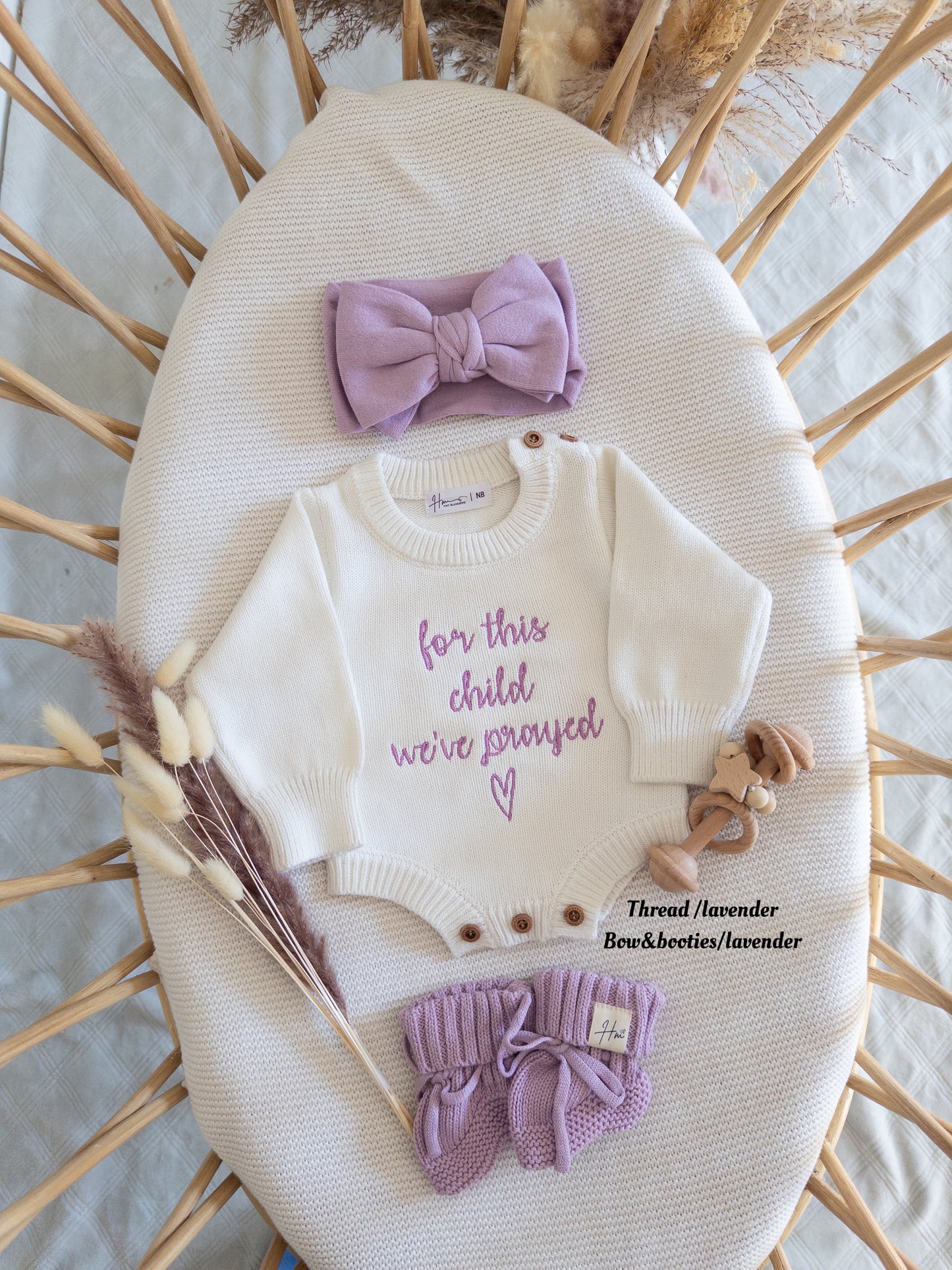 Embroidered For This Child We’ve Prayed Knit Romper