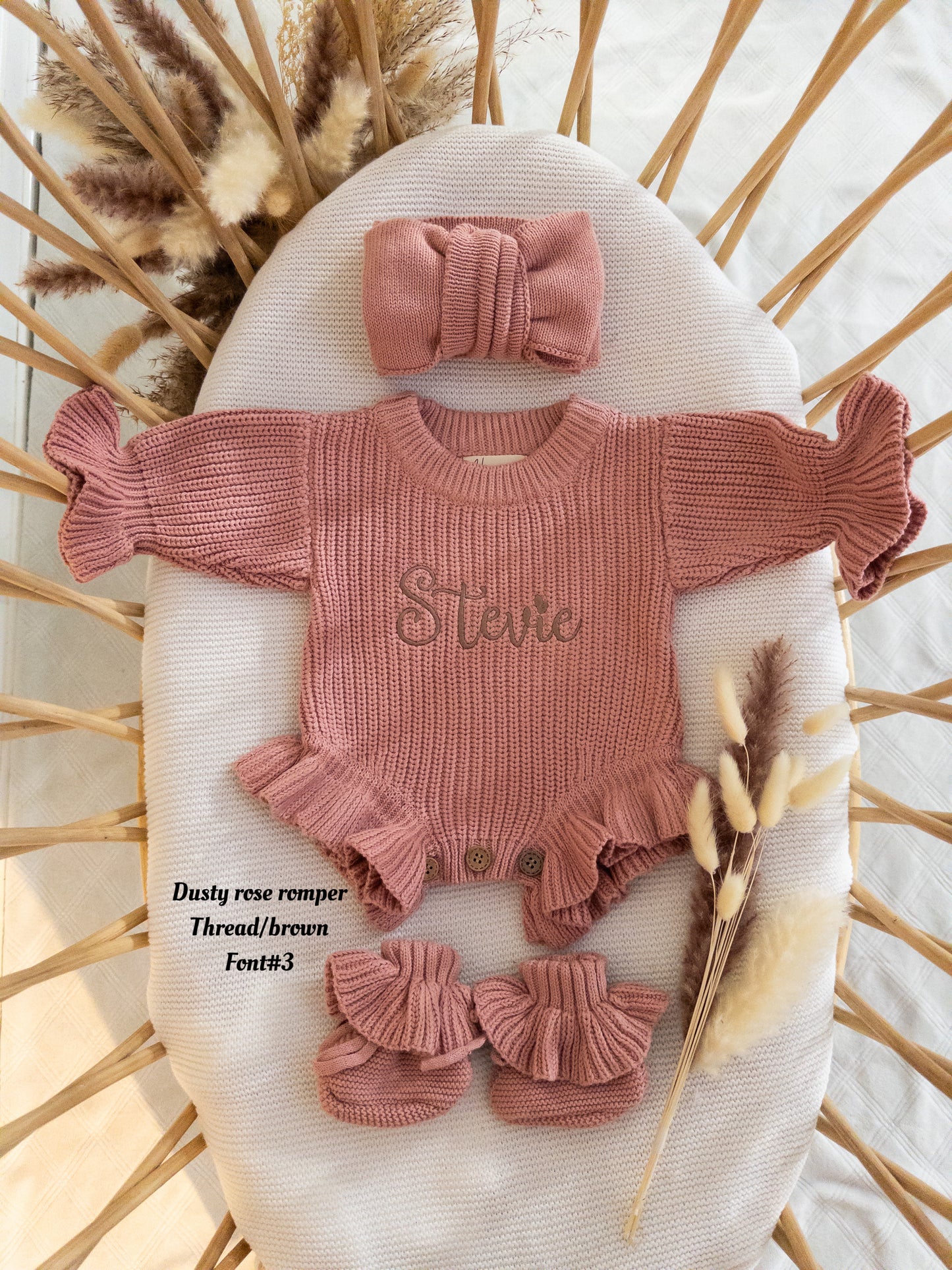 Personalized Baby Name Dusty Rose chunky Romper