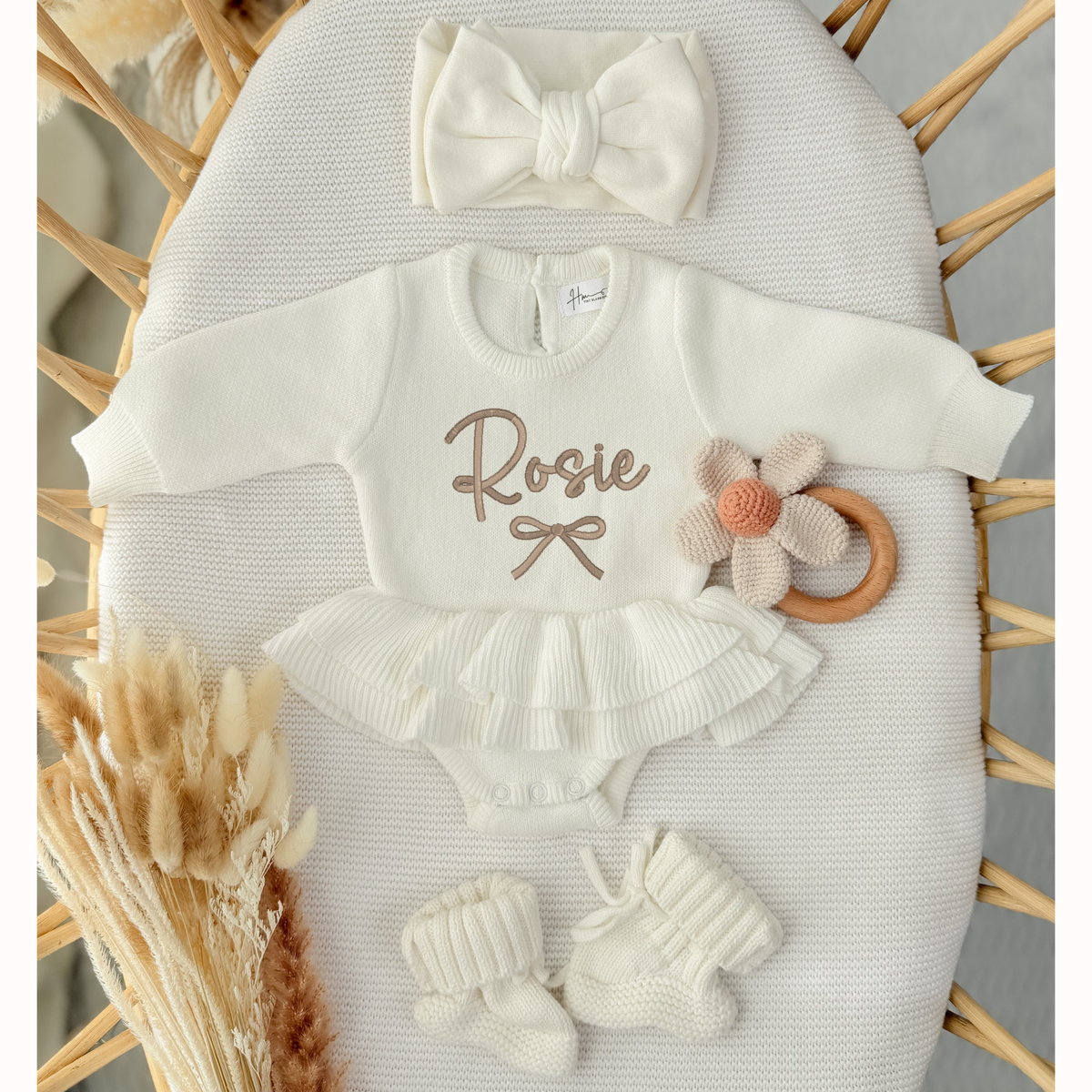 Personalized Name  Tutu knit Romper