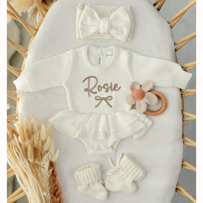 Personalized Name  Tutu knit Romper