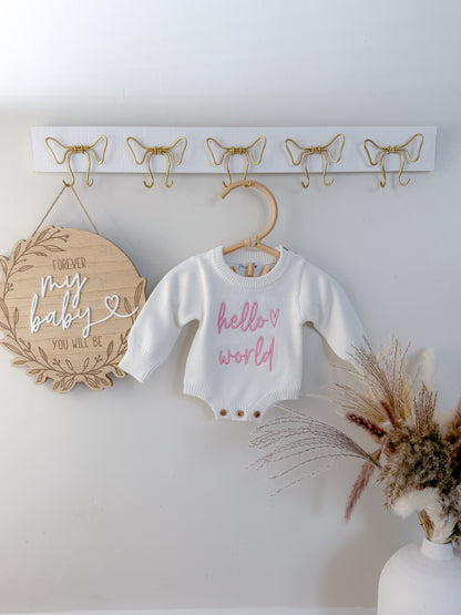 Embroidered Hello World Newborn Romper Set: 100% Cotton Outfit