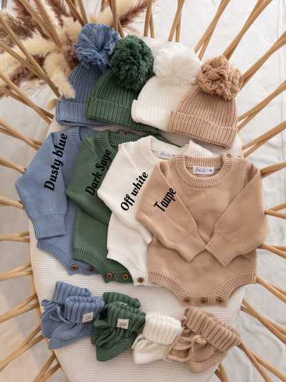 Embroidered He Answered  Knit Romper(ROMPER ONLY)