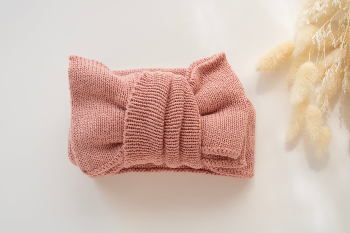 Knitted Head bow | CHUNKY DUSTY ROSE