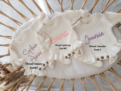 Personalized Baby Name chunky Knit Romper