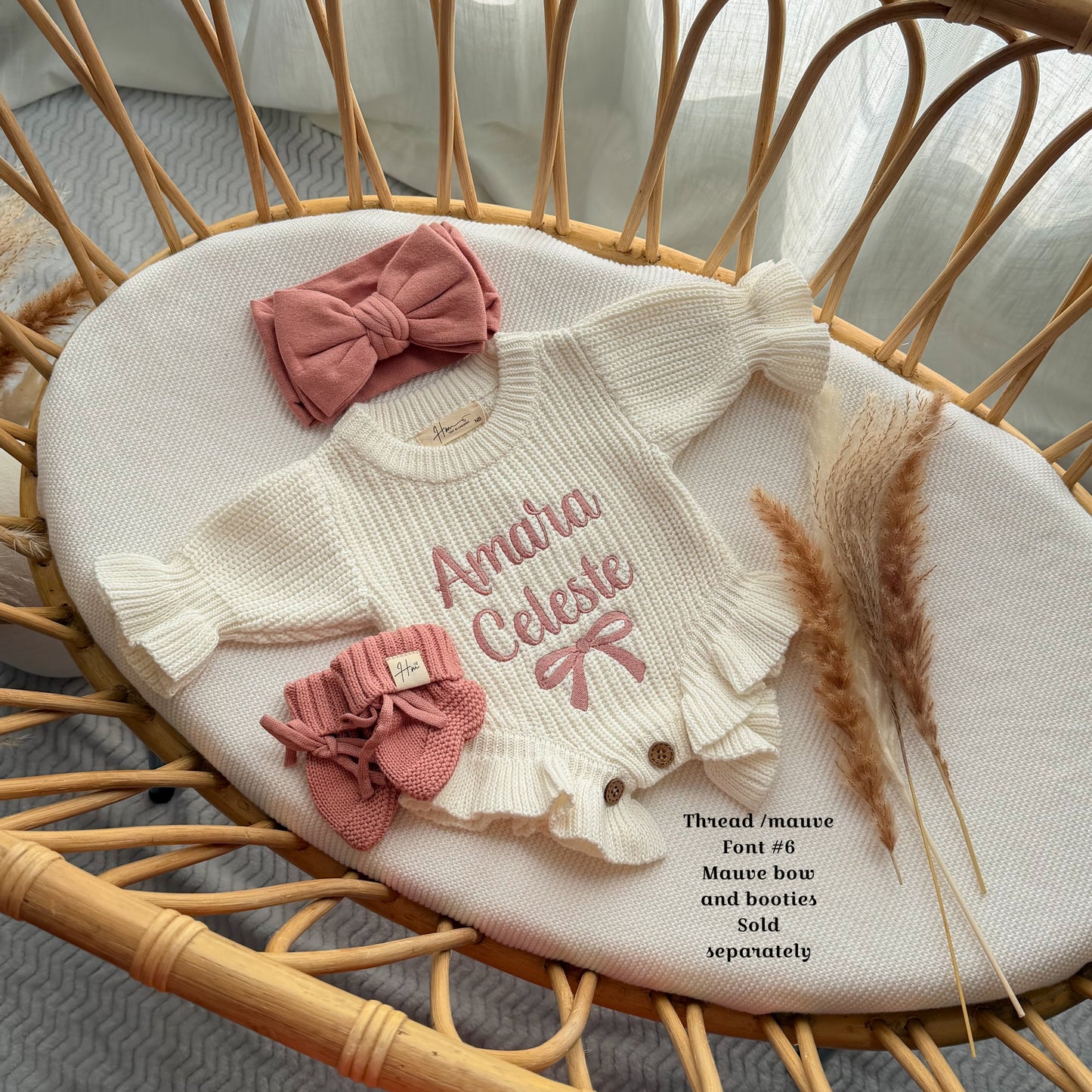 Personalized Baby girl knit frill romper