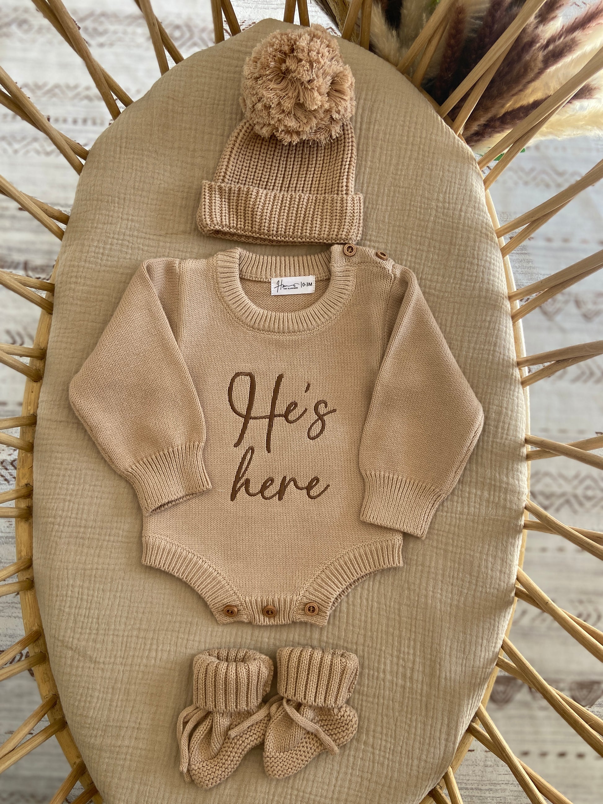 He’s here knit romper  