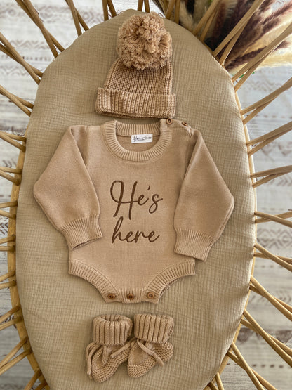 He’s here knit romper  