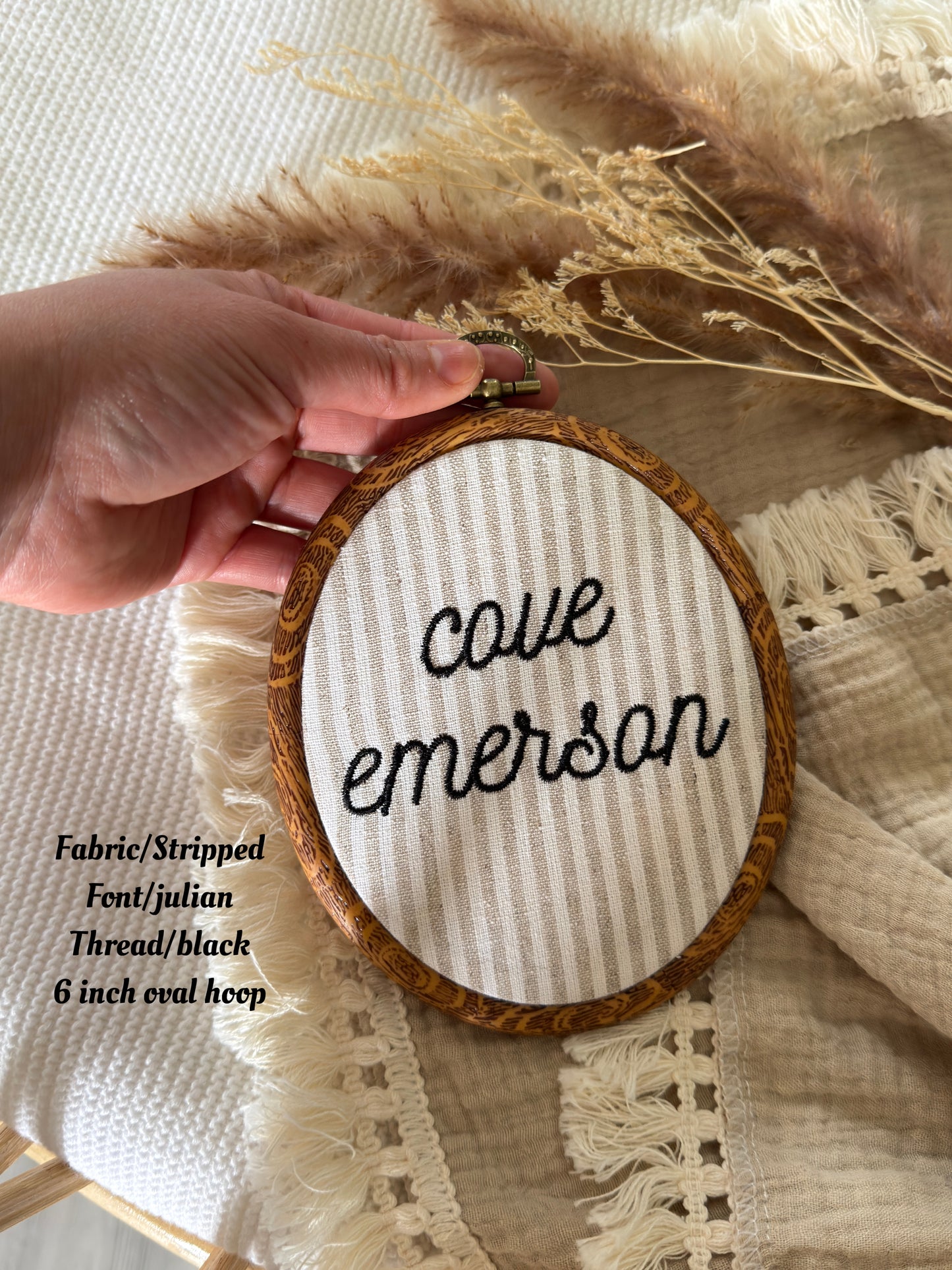 Personalized Embroidered Baby Name Hoop/Custom Nursery Name Sign | Baby Announcement Decor/Handmade Nursery Wall Art.