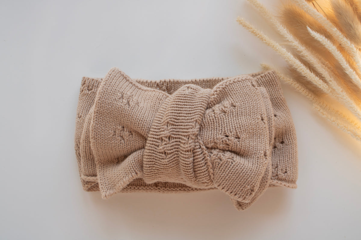 Knitted Head bow | POINTELLE TAUPE