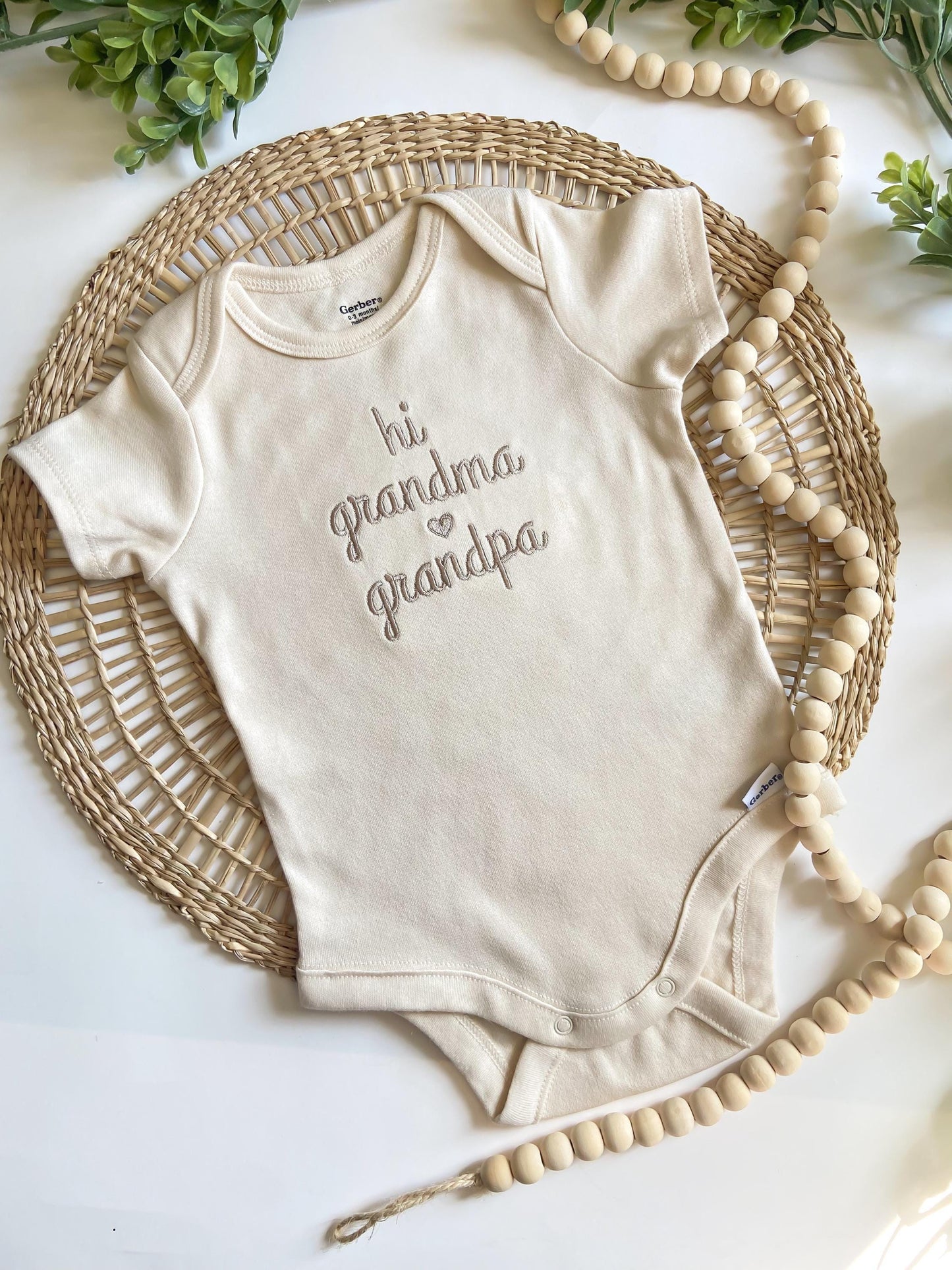 Embroidered Hi Grandma and Grandpa Onesie®, Gifts for Newborn, Pregnancy Announcement Bodysuit for Grandparents