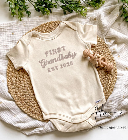 Embroidered First Grandbaby Bodysuit: Pregnancy Announcement Gift