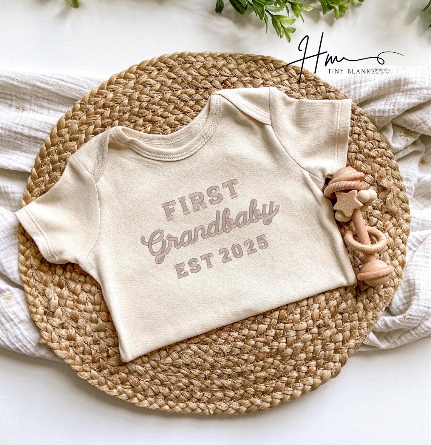 Embroidered First Grandbaby Bodysuit: Pregnancy Announcement Gift