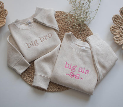 Embroidered Big Bro Sweatshirt: Natural Toddler Pregnancy Announcement