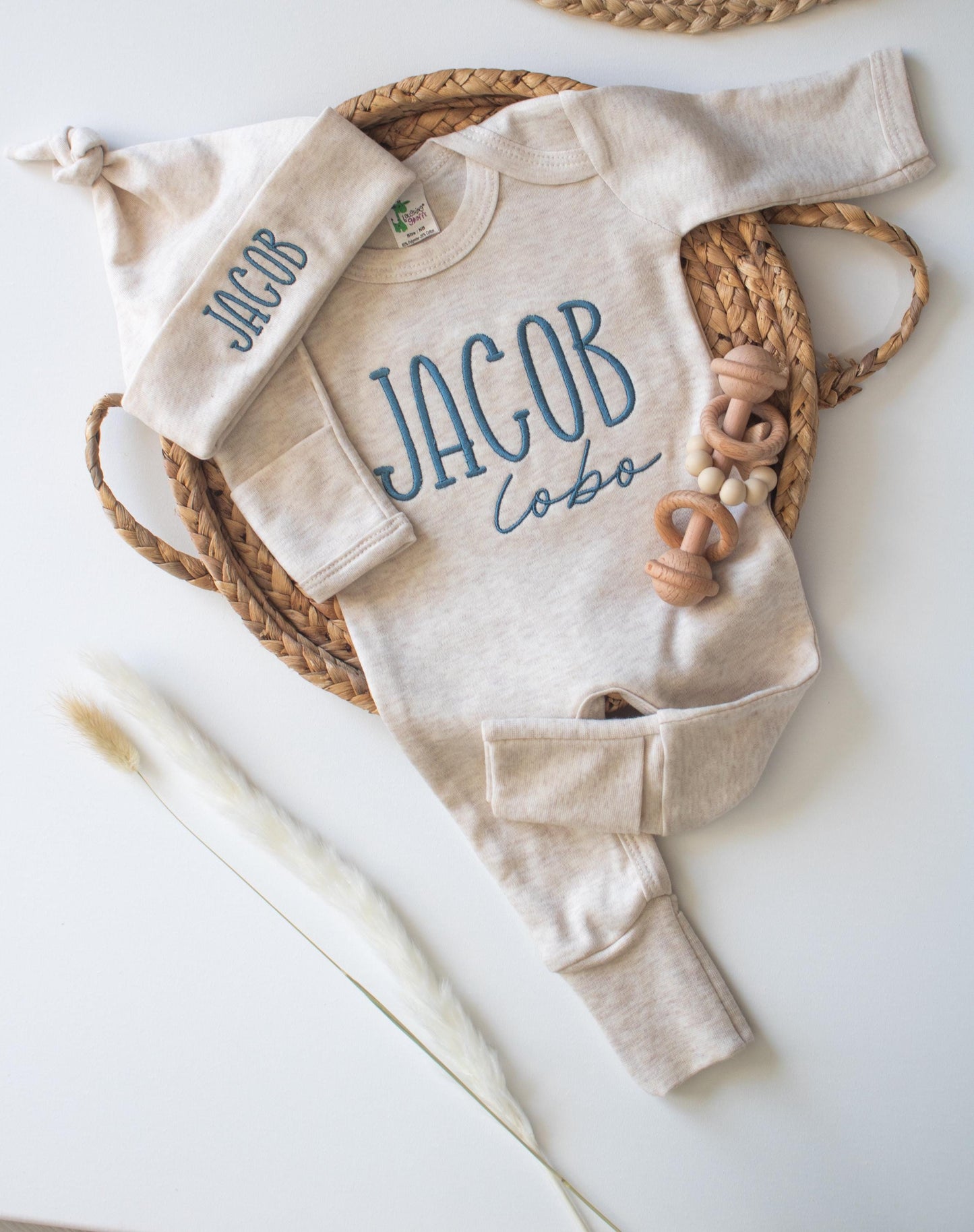 Personalized Baby Boy Coming Home Outfit: Embroidered Newborn Set