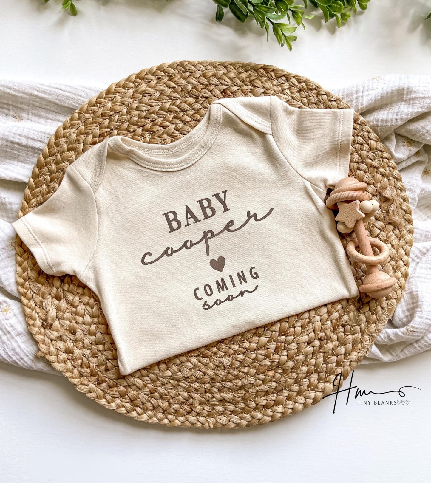 Embroidered Baby Name ONESIES® Bodysuit: Personalized Pregnancy Announcement