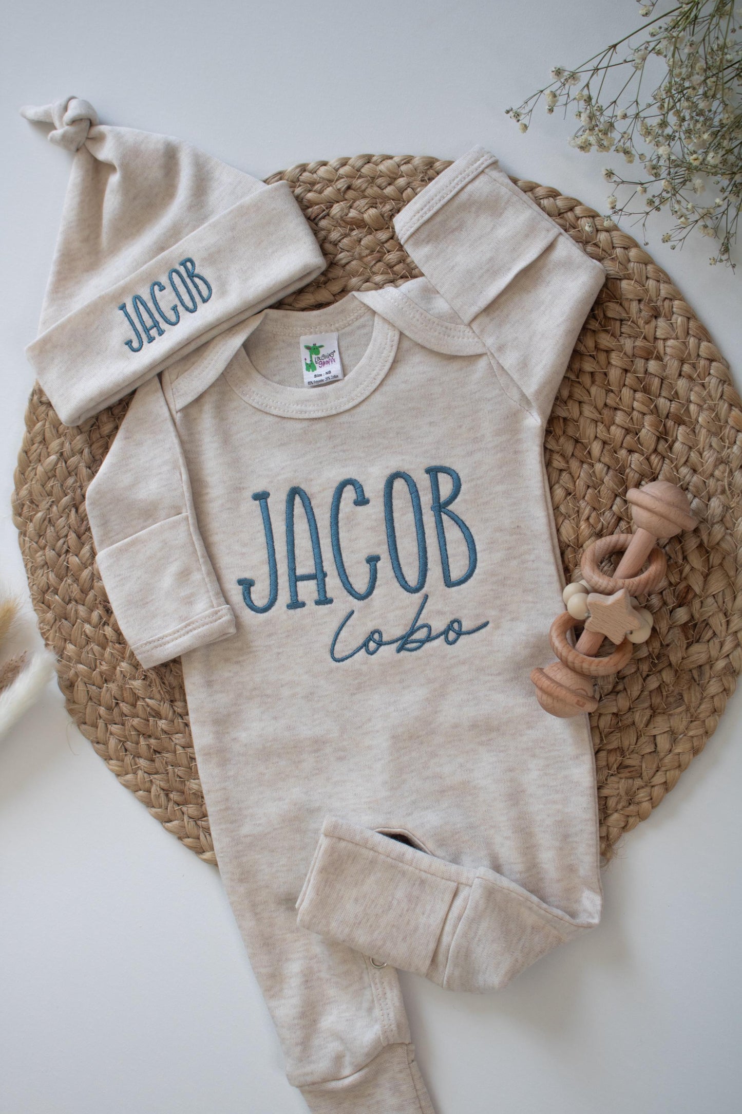 Personalized Baby Boy Coming Home Outfit: Embroidered Newborn Set