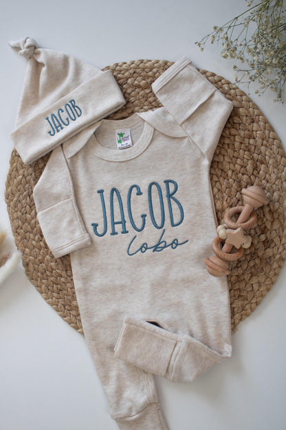 Personalized Baby Boy Coming Home Outfit: Embroidered Newborn Set