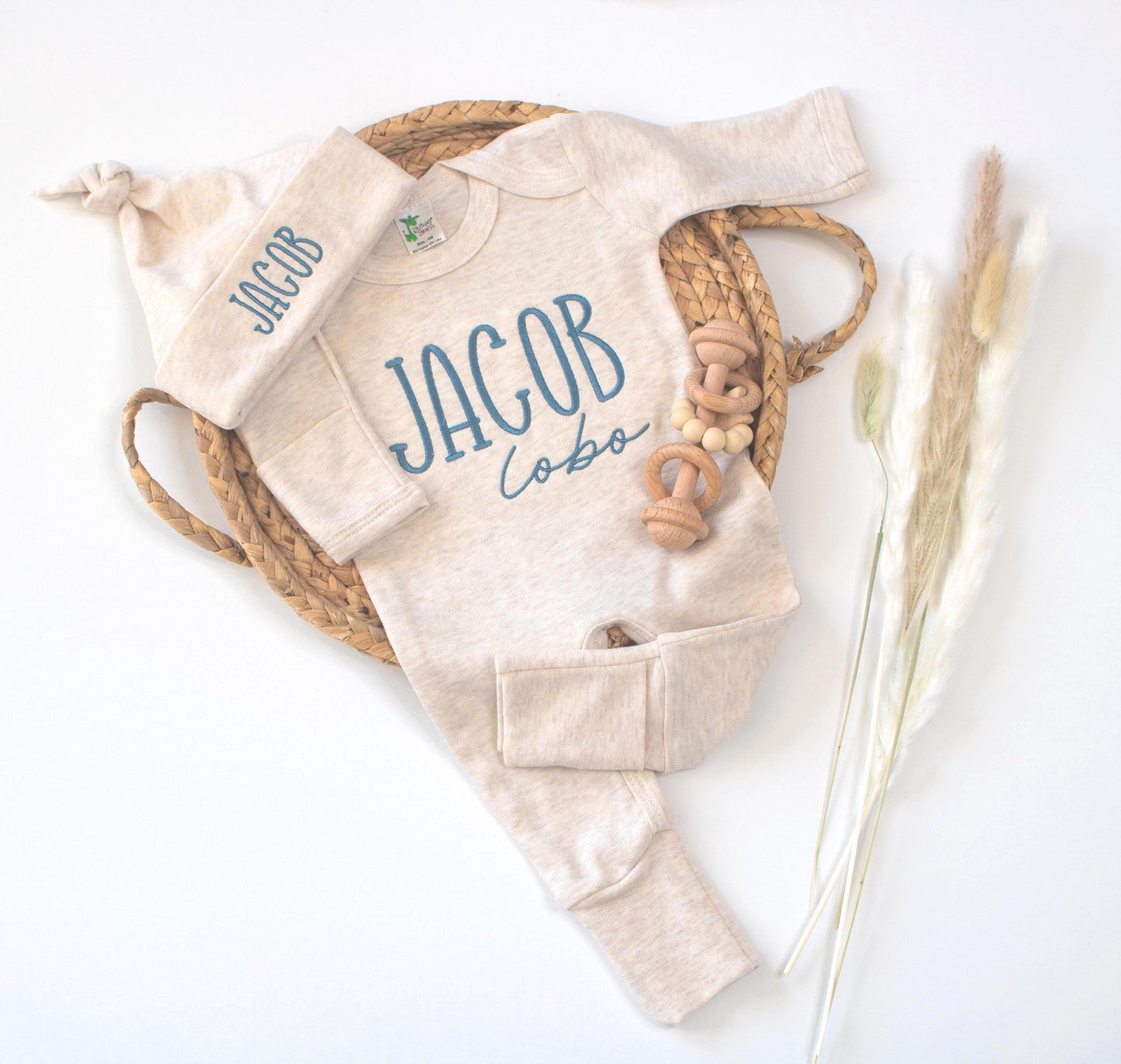 Personalized Baby Boy Coming Home Outfit: Embroidered Newborn Set