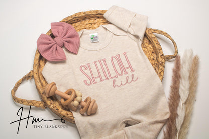 Personalized Baby Romper and Bow Set: Embroidered Coming Home Outfit