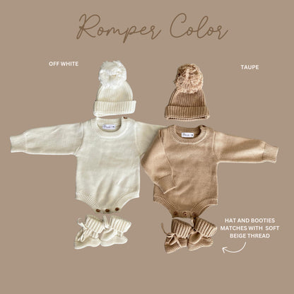 He is here Embroidered Knit Newborn Romper