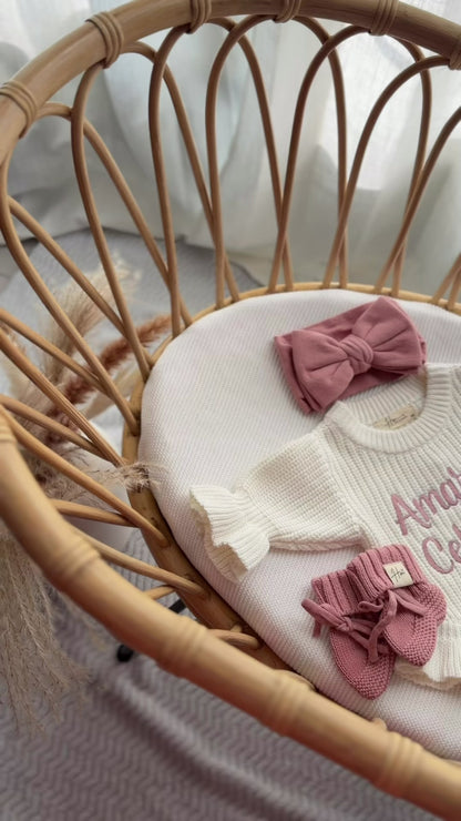 Personalized Baby girl knit frill romper